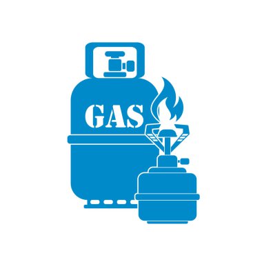 Kamp ocağı gaz şişesi simge vektör ile. Vektör çizim