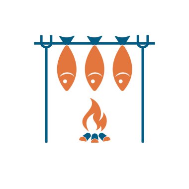 Izgara balık simgesi. Vektör illustratio