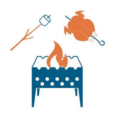 Mangal, Zephyr'i ve tavuk simgesi. Vektör illustratio