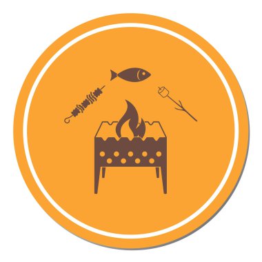 Izgara balık, Zephyr'i ve Kebap simgesi. Vektör illustratio