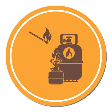 Kamp ocağı gaz şişesi simge vektör ile. Vektör çizim