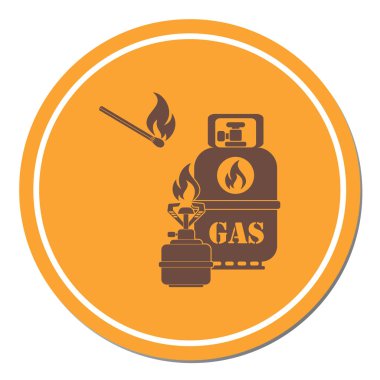 Kamp ocağı gaz şişesi simge vektör ile. Vektör çizim