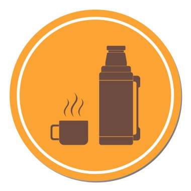 Kamp ve ekipman hiking, termos konteyner simgesi. Vektör illustratio