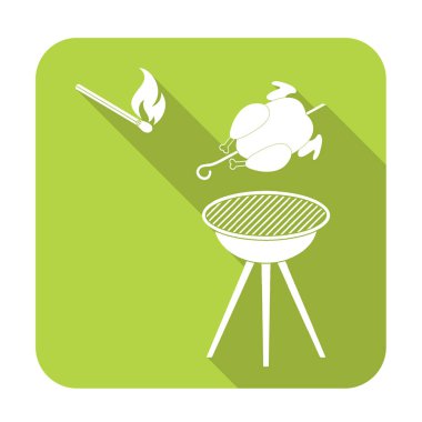 Barbekü ızgara tavuk simgesi olan. Vektör illustratio