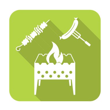 Mangal, kebap ve sosis simgesi. Vektör illustratio