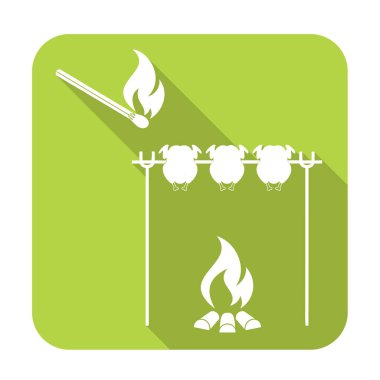 Izgara tavuk simgesi. Vektör illustratio