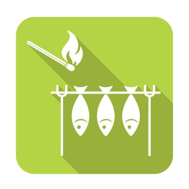 Izgara balık simgesi. Vektör illustratio