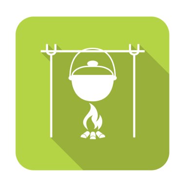 Yangın ve pot simgesi. Vektör çizim