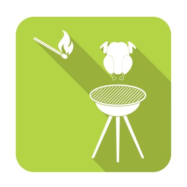Barbekü ızgara tavuk simgesi olan. Vektör illustratio
