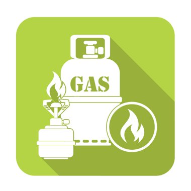 Kamp ocağı gaz şişesi simge vektör ile. Vektör çizim