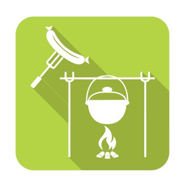 Yangın, pot ve sosis simgesi