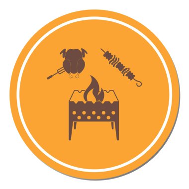 Brezilya kebabı ve tavuk ikonu. Vektör illüstrasyonu