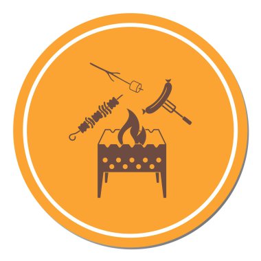 Mangal, Zephyr'i, kebap ve sosis simgesi. Vektör illustratio