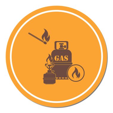Kamp ocağı gaz şişesi simge vektör ile. Vektör çizim