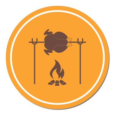 Izgara tavuk simgesi. Vektör illustratio