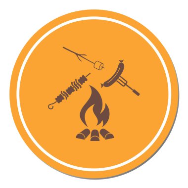 Izgara sosis, Zephyr'i ve Kebap simgesi. Vektör illustratio