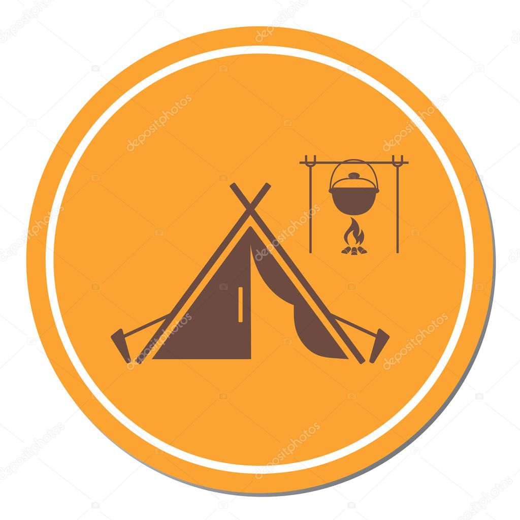 Stylized icon of tourist tent. Vector illustratio