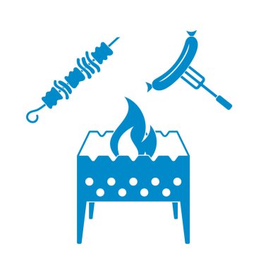 Mangal, kebap ve sosis simgesi. Vektör illustratio