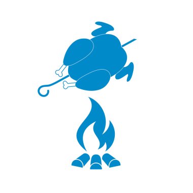 Izgara tavuk simgesi. Vektör illustratio