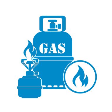 Kamp ocağı gaz şişesi simgesi olan. Vektör çizim