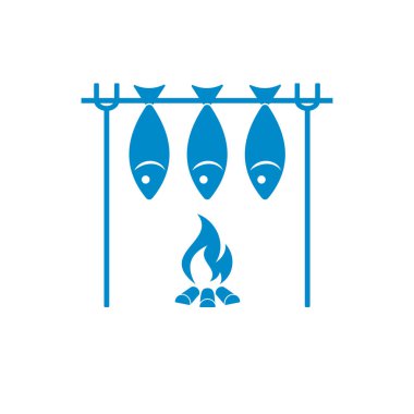 Izgara balık simgesi. Vektör illustratio