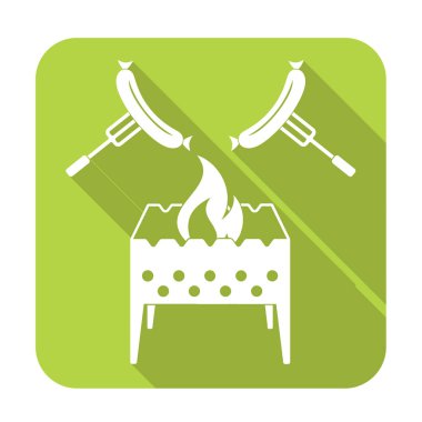 Mangal ve sosis simgesi. Vektör illustratio