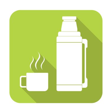 Kamp ve ekipman hiking, termos konteyner simgesi. Vektör illustratio