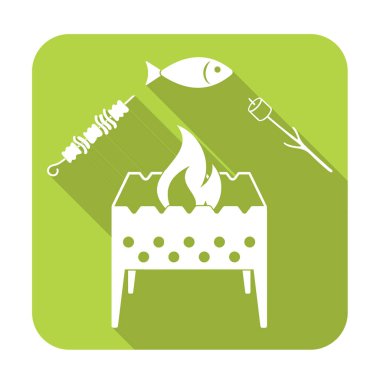 Izgara balık, Zephyr'i ve Kebap simgesi. Vektör illustratio