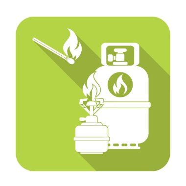 Kamp ocağı gaz şişesi simge vektör ile. Vektör çizim