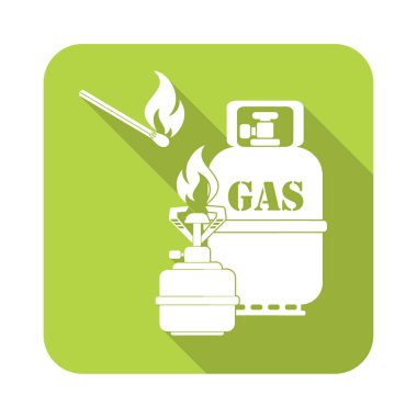 Kamp ocağı gaz şişesi simge vektör ile. Vektör çizim