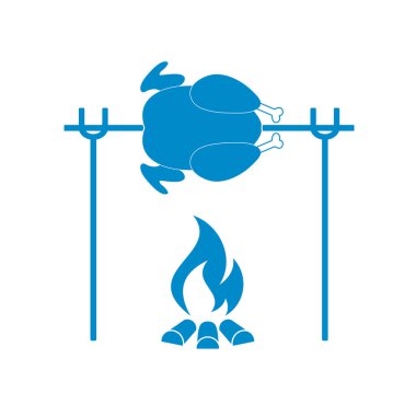 Izgara tavuk simgesi. Vektör illustratio