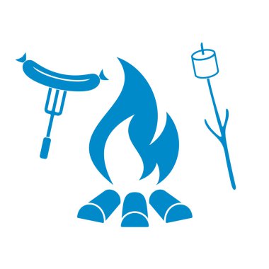 Izgara sosis ve zephyr simgesi. Vektör illustratio