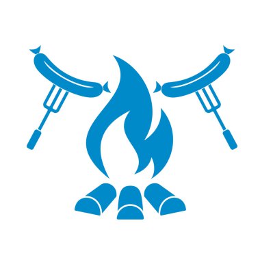 Izgara sosis simgesi. Vektör illustratio