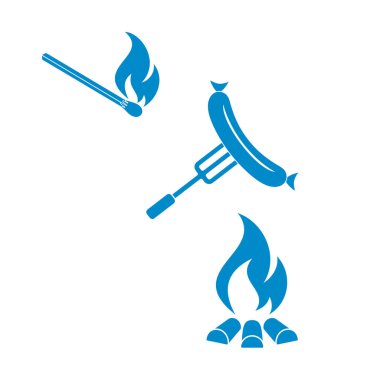 Izgara sosis simgesi. Vektör illustratio