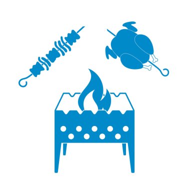 Mangal, kebap ve tavuk. Vektör illustratio