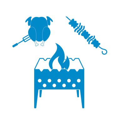 Brezilya kebabı ve tavuk ikonu. Vektör illüstrasyonu