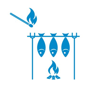 Izgara balık simgesi. Vektör illustratio