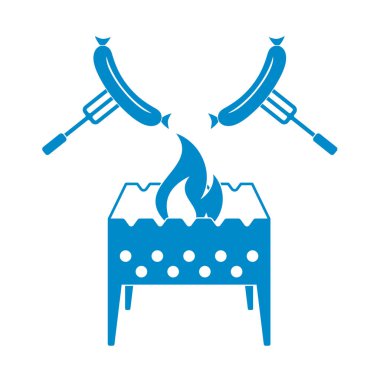 Mangal ve sosis simgesi. Vektör illustratio