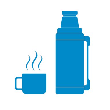 Kamp ve ekipman hiking, termos konteyner simgesi. Vektör illustratio