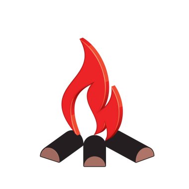 Kamp ateşi siluet simge. Vektör illustratio