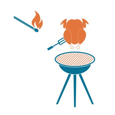 Izgara tavuk simgesi. Vektör illustratio