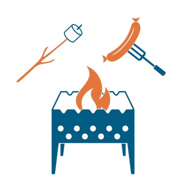 Mangal, Zephyr'i ve sosis simgesi. Vektör illustratio