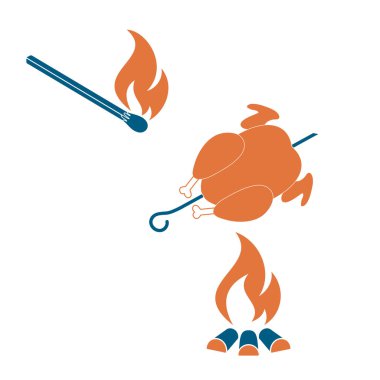 Izgara tavuk simgesi. Vektör illustratio