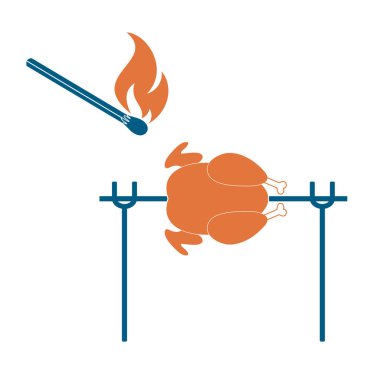 Izgara tavuk simgesi. Vektör illustratio