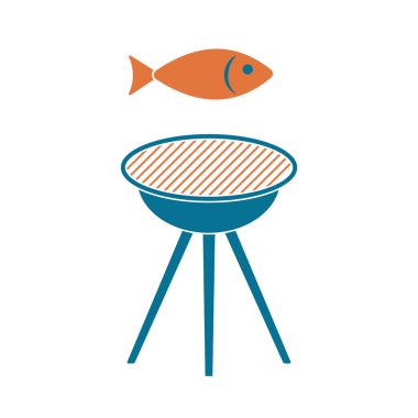 Izgara balık simgesi. Vektör illustratio