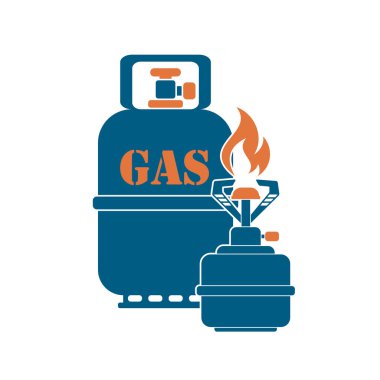 Kamp ocağı gaz şişesi simge vektör ile. Vektör çizim