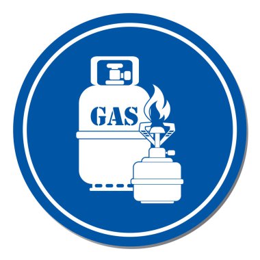 Kamp ocağı gaz şişesi simge vektör ile. Vektör çizim