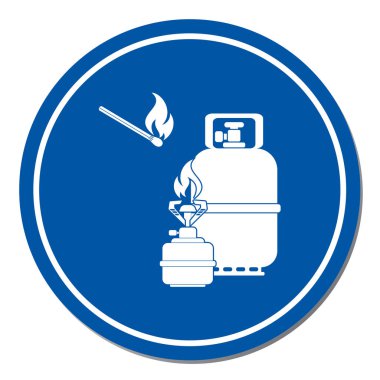 Kamp ocağı gaz şişesi simge vektör ile. Vektör çizim