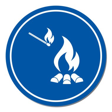 Kamp ateşi siluet simge. Vektör illustratio