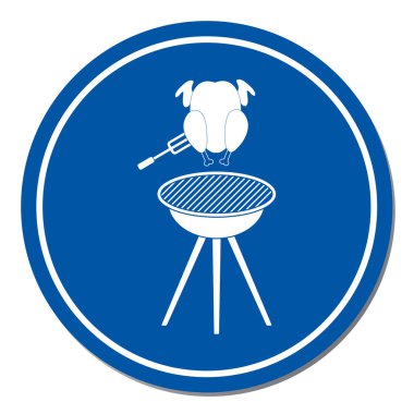 Barbekü ızgara tavuk simgesi olan. Vektör illustratio